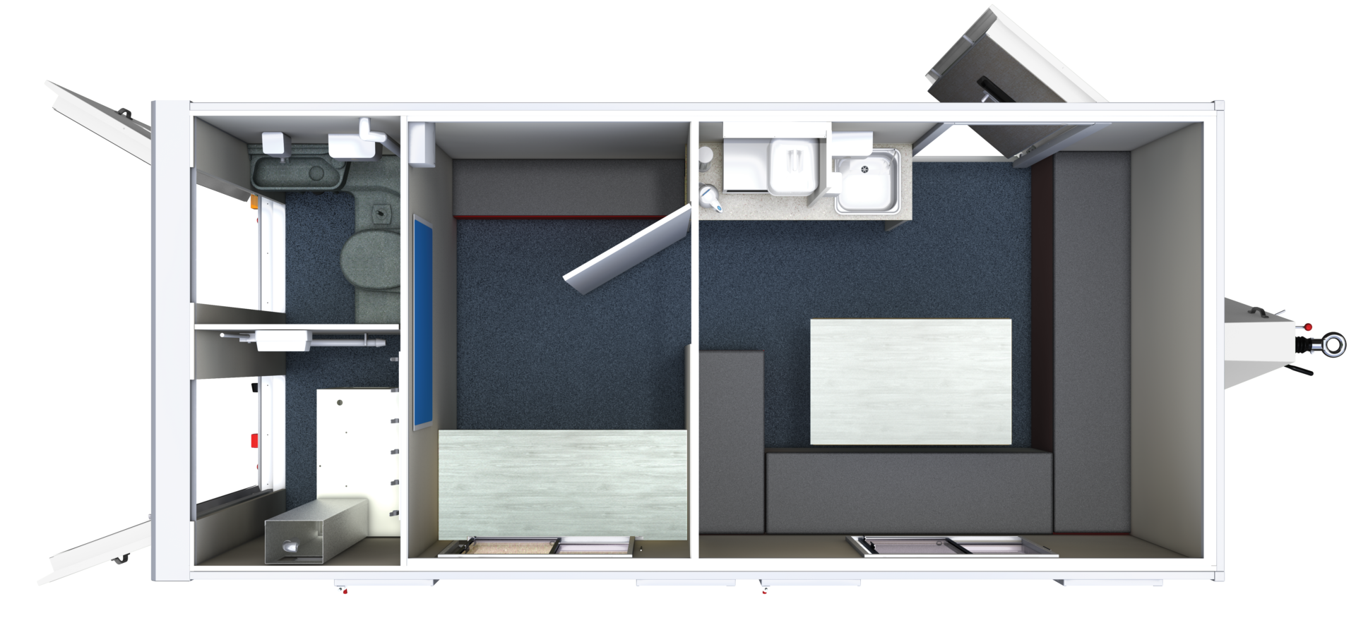Aerial view floorplan of GPO500 Fusion Pulse Welfare Unit