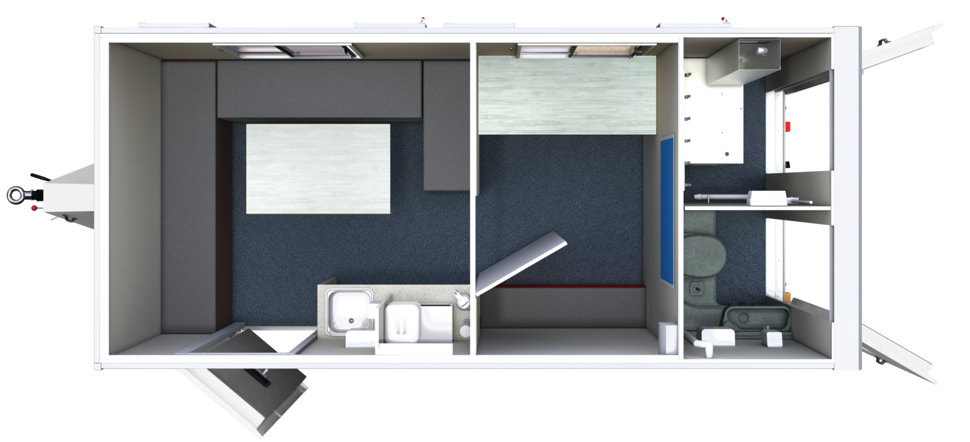 Aerial view floorplan of GPO500 Fusion Pulse Welfare Unit