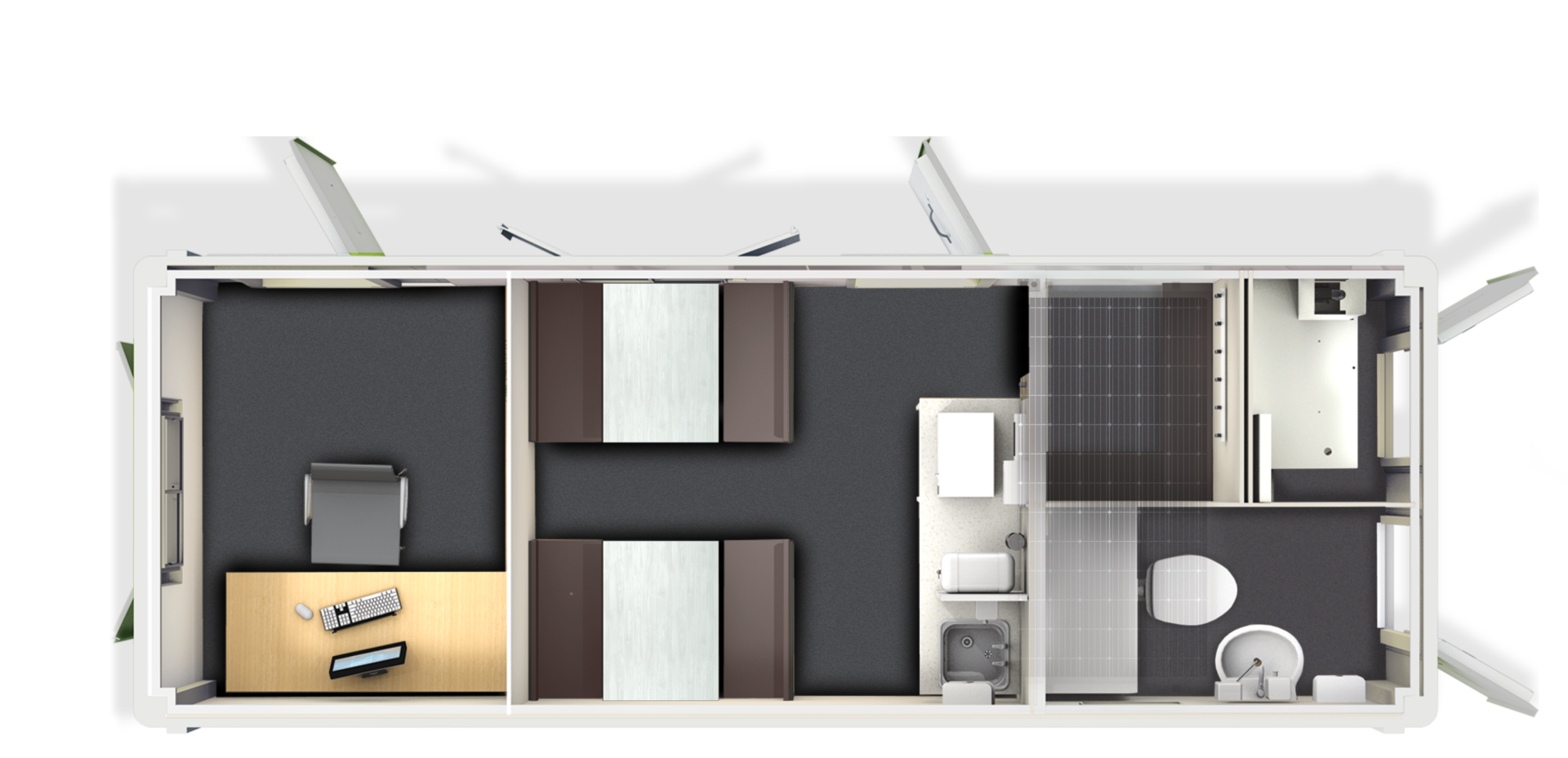 Aerial view floorplan of SWO7600 Fusion Pulse Welfare Unit