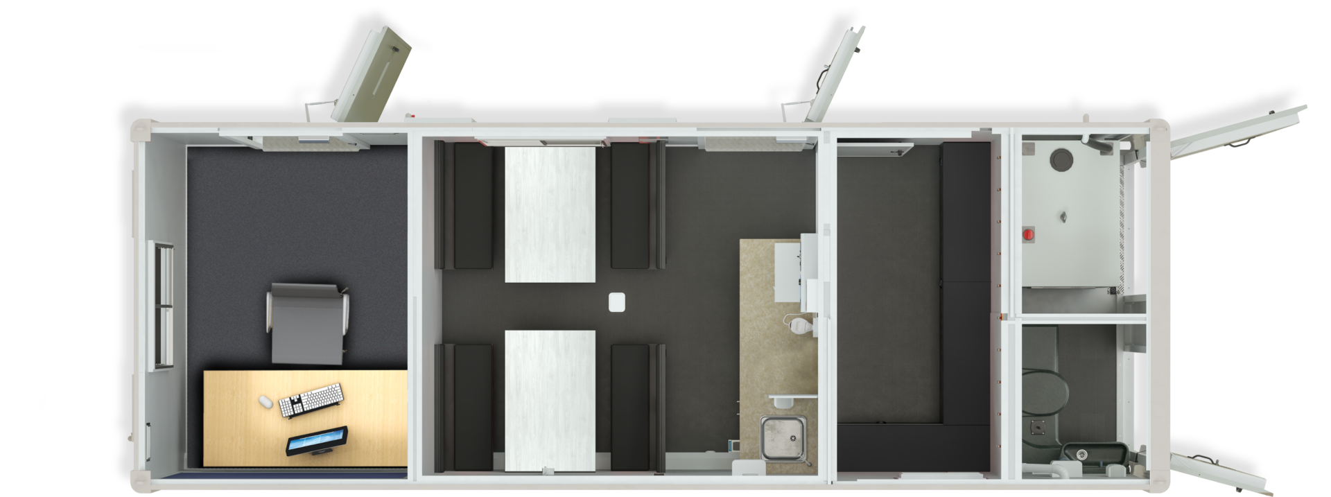 Aerial view floorplan of SWO7600 Fusion Li Welfare Unit